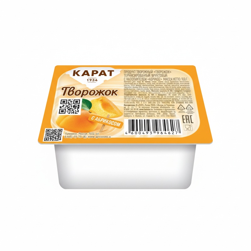 ТВОРОЖОК КАРАТ ФРУКТОВЫЙ АБРИКОС 9% 100Г