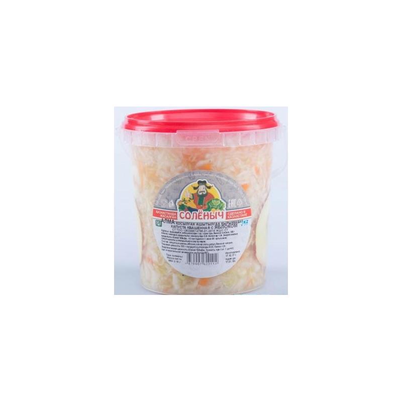 КАПУСТА КВАШЕННАЯ СОЛЕНЫЧ С ЯБЛОКАМИ 850Г ПЭТ
