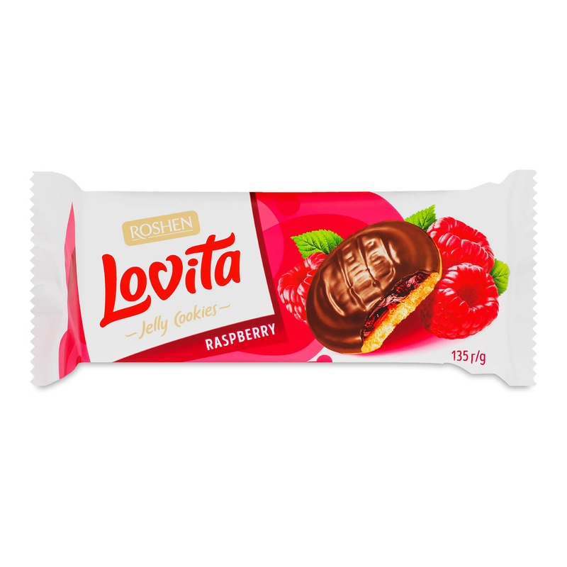 ПЕЧЕНЬЕ ROSHEN СДОБНОЕ LOVITA JELLY COOKIES МАЛИНА 135Г