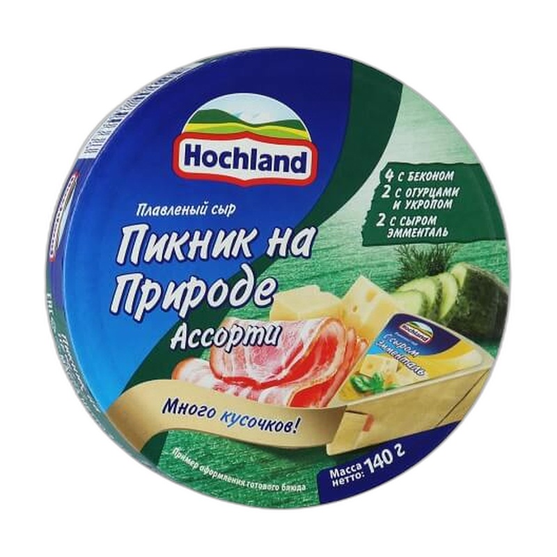 СЫР ПЛАВЛЕННЫЙ HOCHLAND ПИКНИК НА ПРИРОДЕ 8/8 140Г