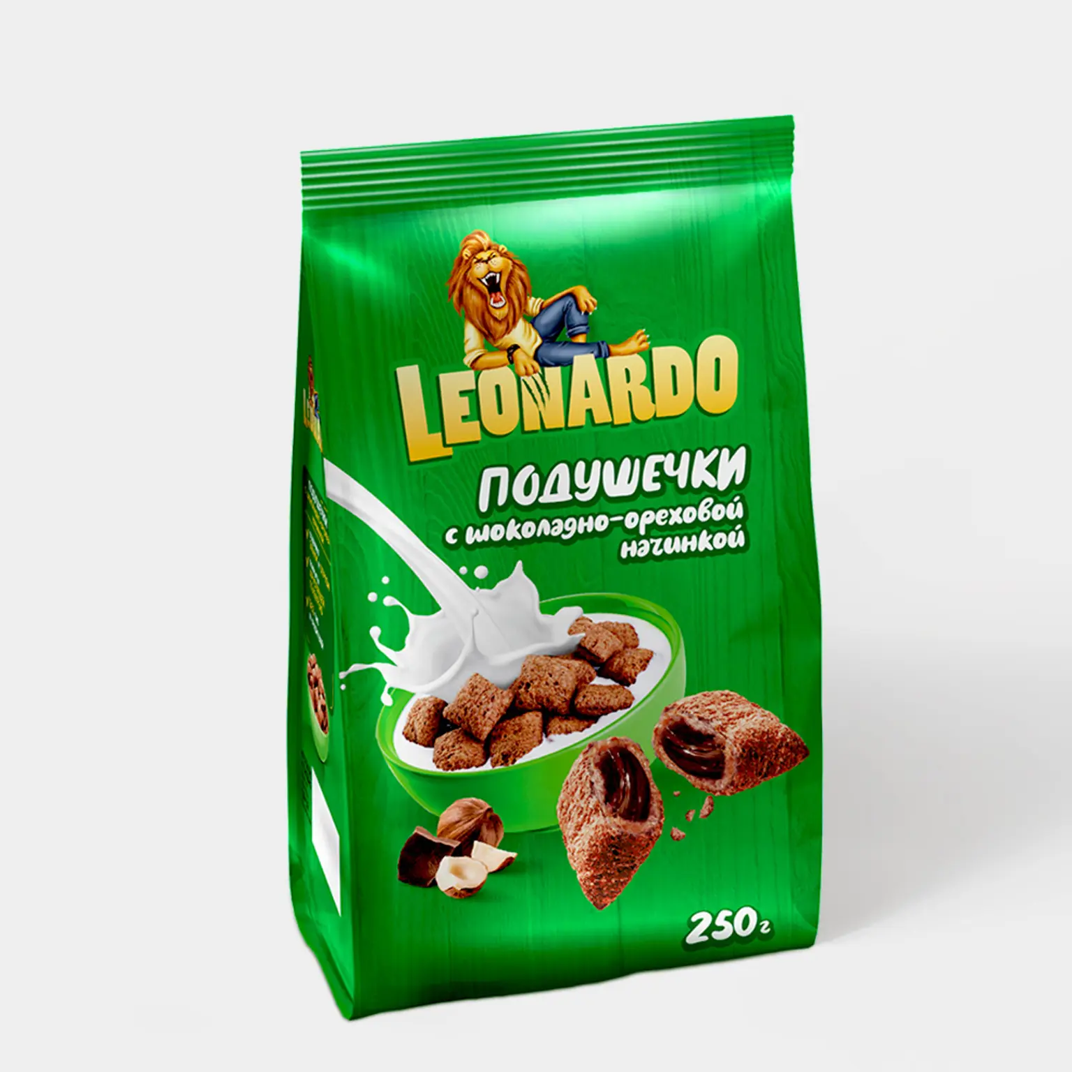 ЗАВТРАК ГОТОВЫЙ LEONARDO ПОДУШЕЧКИ С ШОКОЛАДНОЙ НАЧИНКОЙ 250Г
