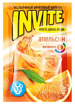 НАПИТОК РАСТВОРИМЫЙ INVITE АПЕЛЬСИН 9Г