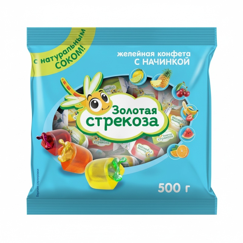 КОНФЕТЫ ЯШКИНО ЖЕЛЕЙНЫЕ ЗОЛОТАЯ СТРЕКОЗА 500Г