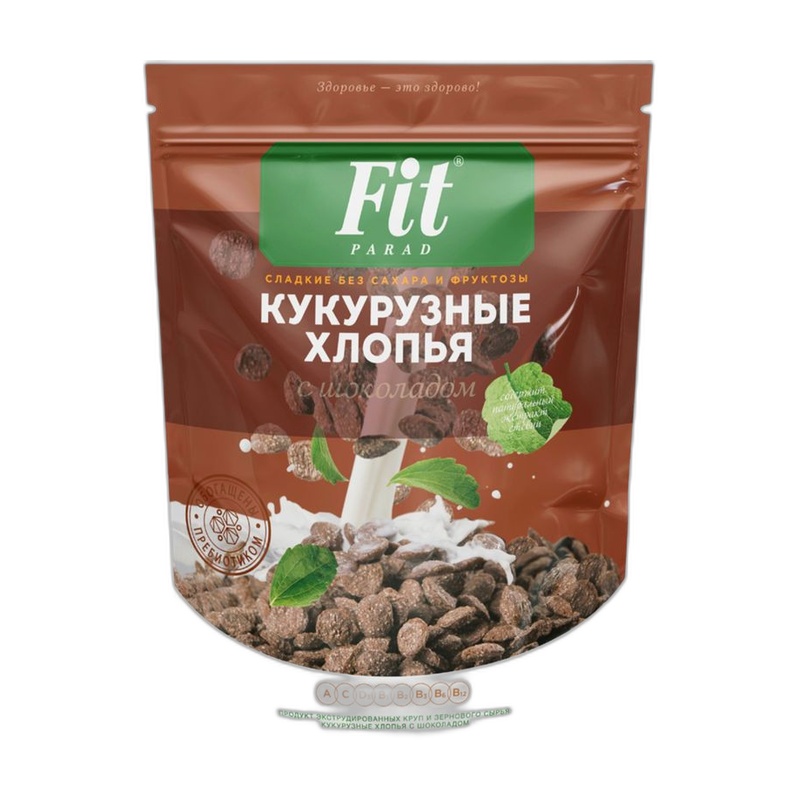 ХЛОПЬЯ КУКУРУЗНЫЕ FIT PARAD ШОКОЛАД 200Г