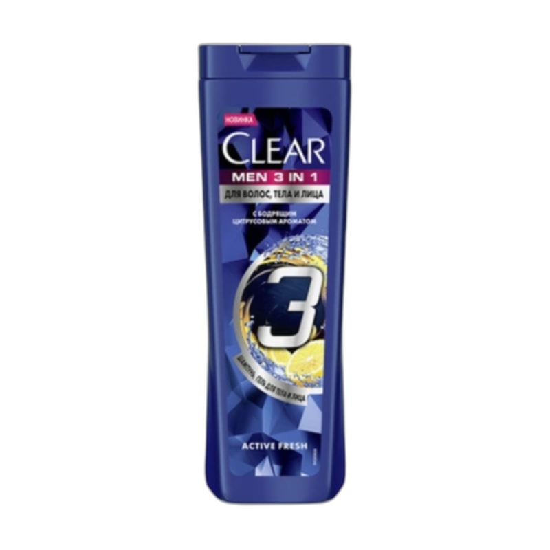 ШАМПУНЬ+ГЕЛЬ CLEAR MEN 3В1 С БОДРЯЩИМ ЦИТРУСОВЫМ АРОМАТОМ 380МЛ