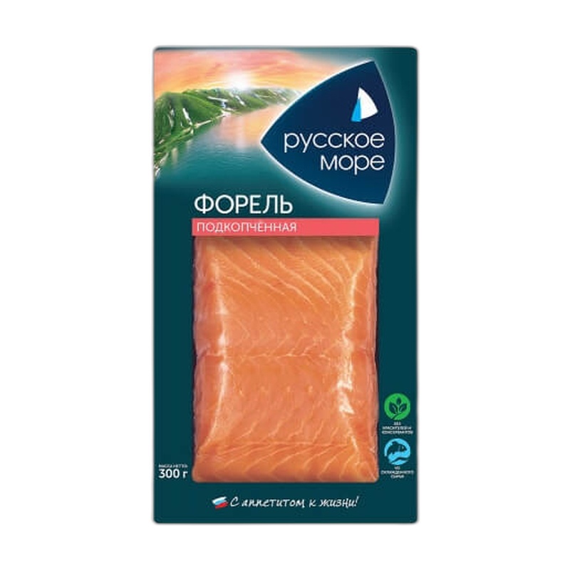 ФОРЕЛЬ ПОДКОПЧЕННАЯ РУССКОЕ МОРЕ КУСОК 300Г