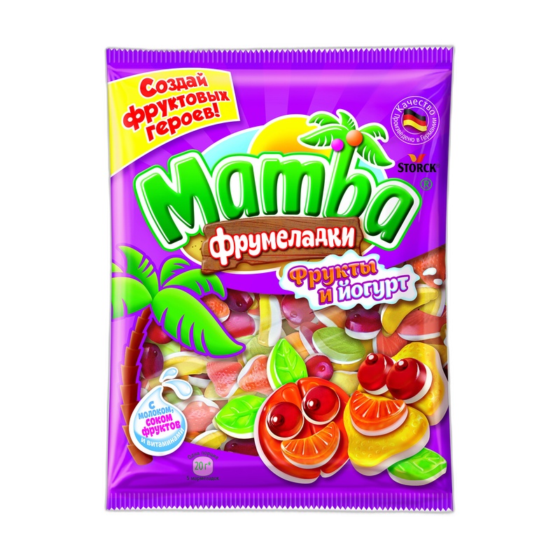МАРМЕЛАД ЖЕВАТЕЛЬНЫЙ MAMBA ФРУКТЫ ЙОГУРТ 140Г