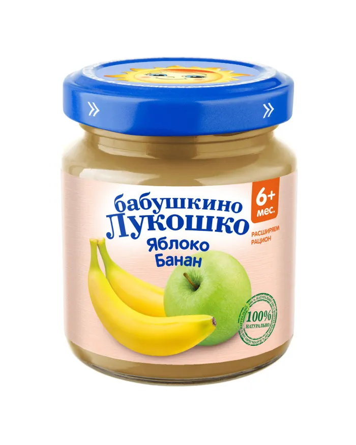ПЮРЕ БАБУШКИНО ЛУКОШКО ЯБЛОКО БАНАН 100Г СТ/Б