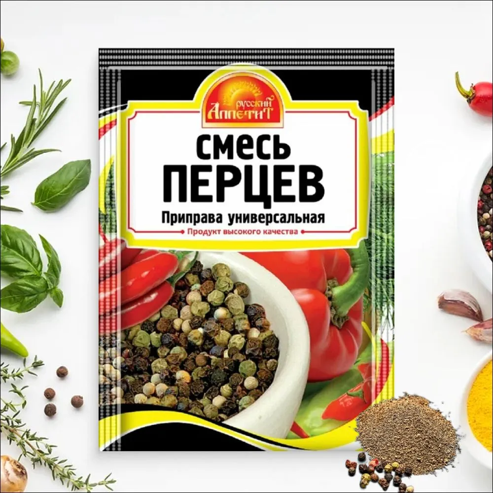 ПРИПРАВА РУССКИЙ АППЕТИТ СМЕСЬ ПЕРЦЕВ 15Г