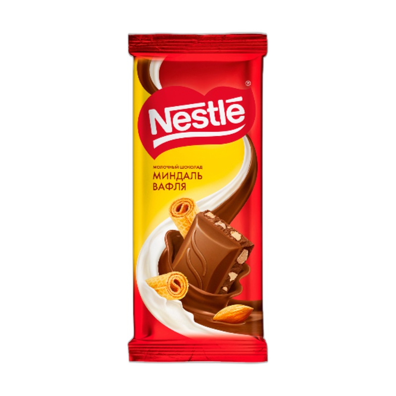 ШОКОЛАД NESTLE МОЛОЧНЫЙ МИНДАЛЬ ВАФЛИ 82Г