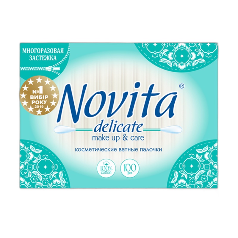 ПАЛОЧКИ ВАТНЫЕ NOVITA DELICATE 100ШТ П/П