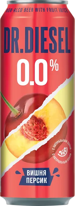 ПИВНОЙ НАПИТОК БЕЗАЛКОГОЛЬНЫЙ DR.DIESEL CHERRY PEACH 0,0% 0,43Л Ж/Б