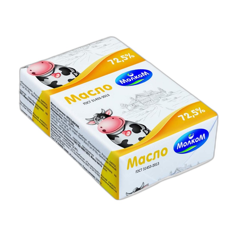 МАСЛО МОЛКОМ СЛИВОЧНОЕ КРЕСТЬЯНСКОЕ 72,5% 180Г