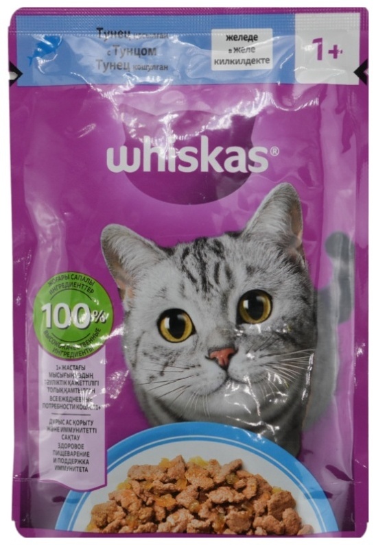 КОРМ ДЛЯ КОШЕК WHISKAS ЖЕЛЕ С ТУНЦОМ 85Г