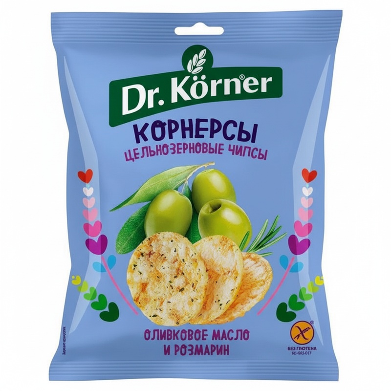 КОРНЕРСЫ КУКУРУЗНО-РИСОВЫЕ DR.KORNER ОЛИВКОВОЕ МАСЛО РОЗМАРИН 50Г