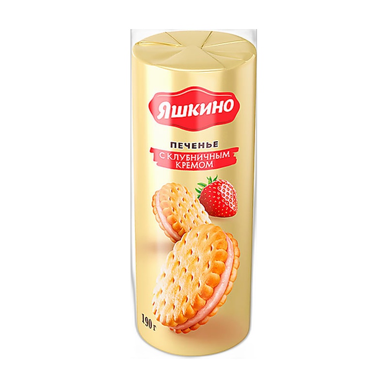 ПЕЧЕНЬЕ ЯШКИНО ЗАТЯЖНОЕ КЛУБНИКА 190Г