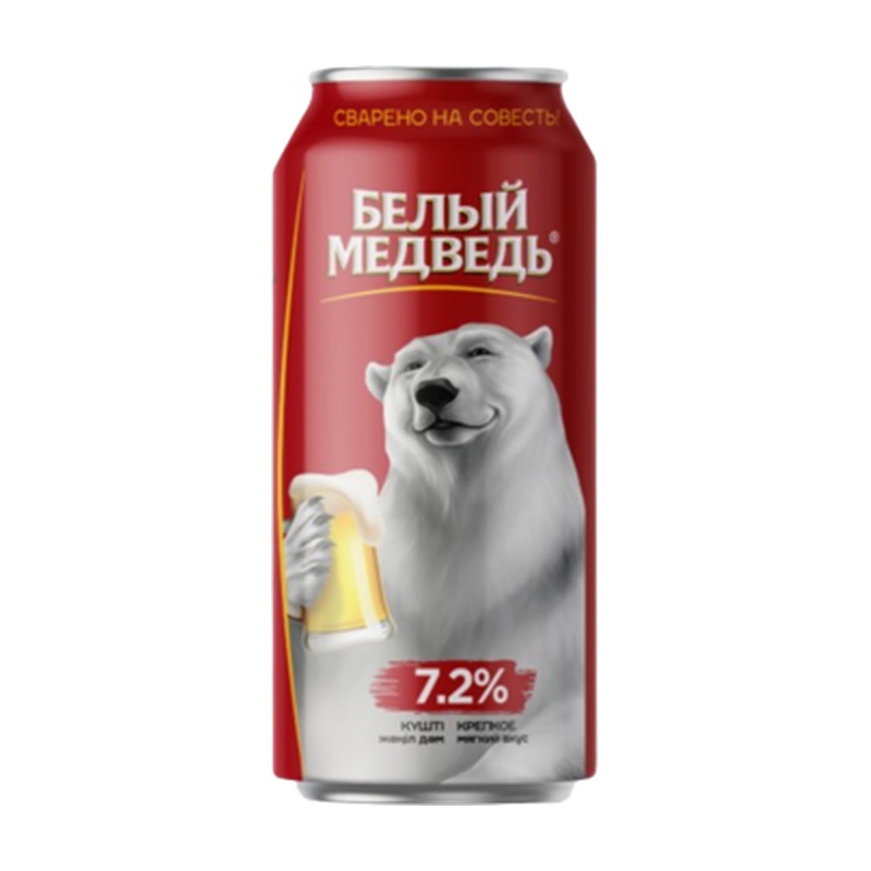 ПИВО БЕЛЫЙ МЕДВЕДЬ КРЕПКОЕ 7,2% 0,9Л Ж/Б