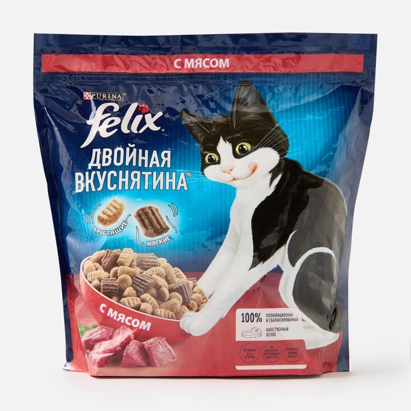 КОРМ ДЛЯ КОШЕК FELIX ДВОЙНАЯ ВКУСНЯТИНА С МЯСОМ 1,3КГ