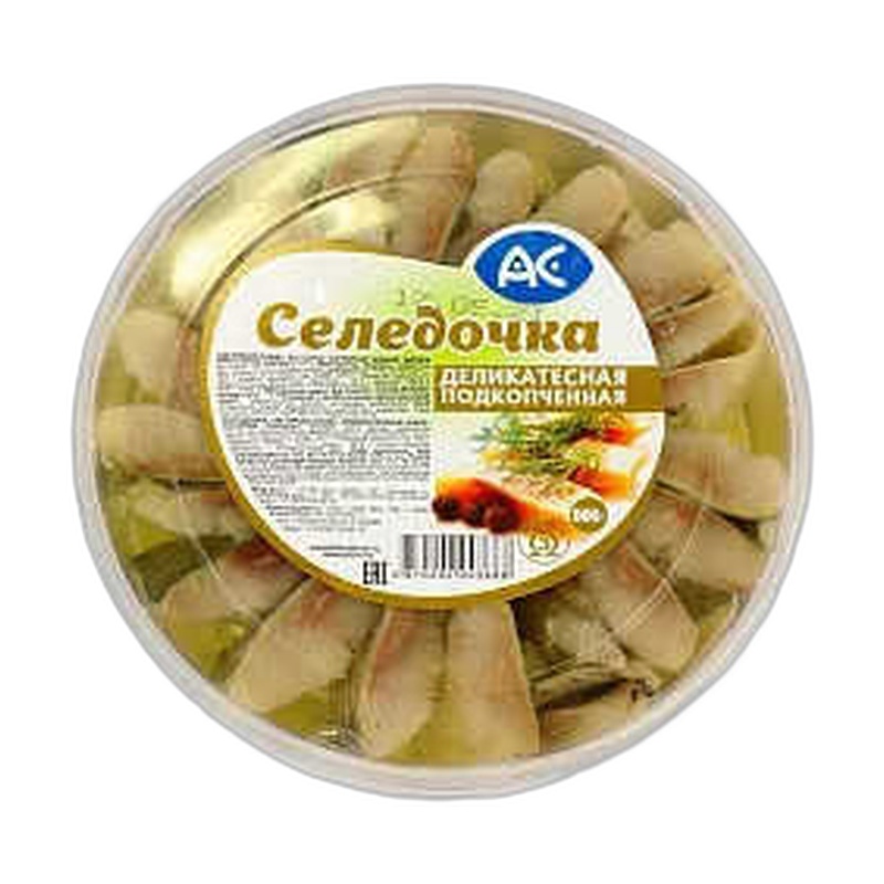 ПРЕСЕРВА АС СЕЛЕДОЧКА ДЕЛИКАТЕСНАЯ ПОДКОПЧЕНАЯ 500Г ПЛ/Б