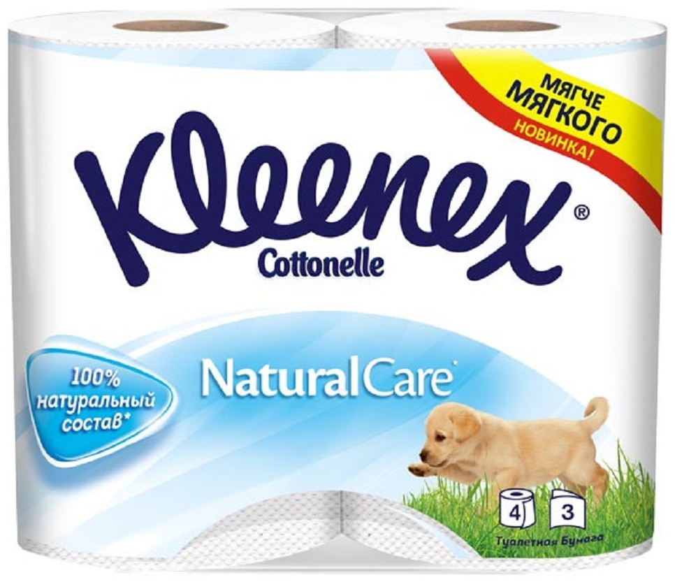 БУМАГА ТУАЛЕТНАЯ KLEENEX NATURAL CARE 3-СЛОЙНАЯ 4ШТ