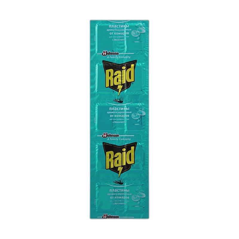 ПЛАСТИНЫ RAID ОТ КОМАРОВ ЭВКАЛИПТ 10ШТ