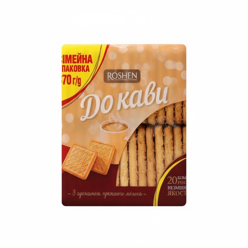 ПЕЧЕНЬЕ ROSHEN САХАРНОЕ К КОФЕ ТОПЛЕНОЕ МОЛОКО 370Г