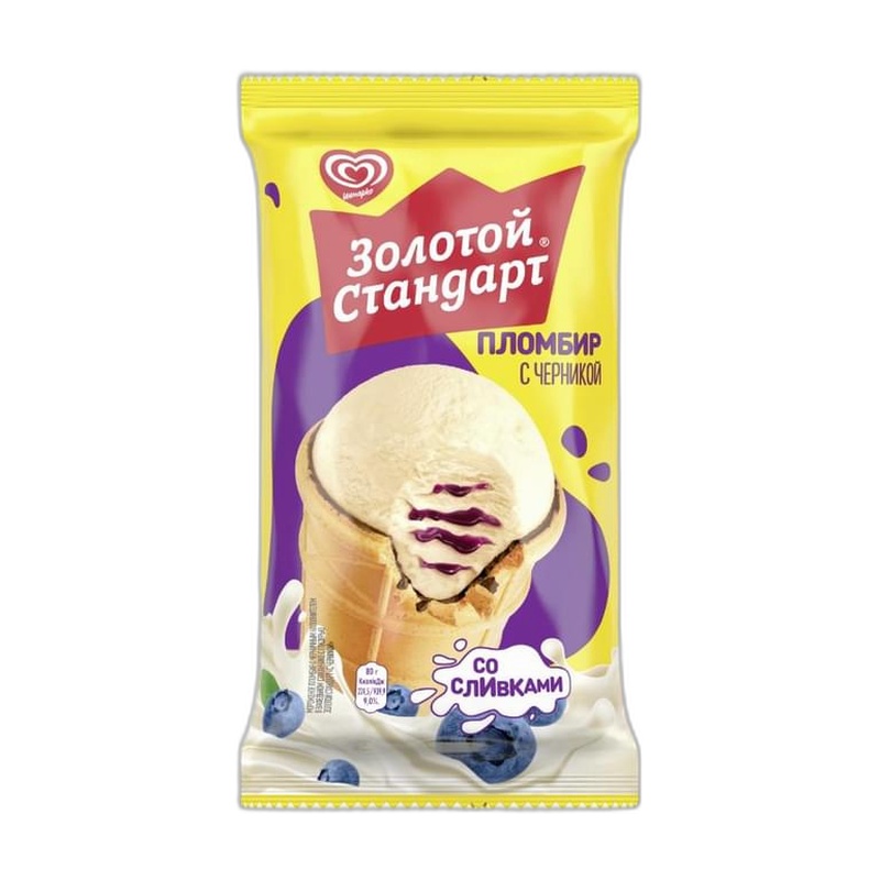 МОРОЖЕНОЕ ЗОЛОТОЙ СТАНДАРТ ЧЕРНИКА СТАКАН 80Г