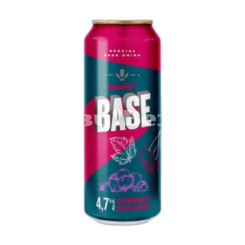ПИВНОЙ НАПИТОК WESLEYS BASE CHERRY BLACK CURRANT 4,7% 0,45Л Ж/Б
