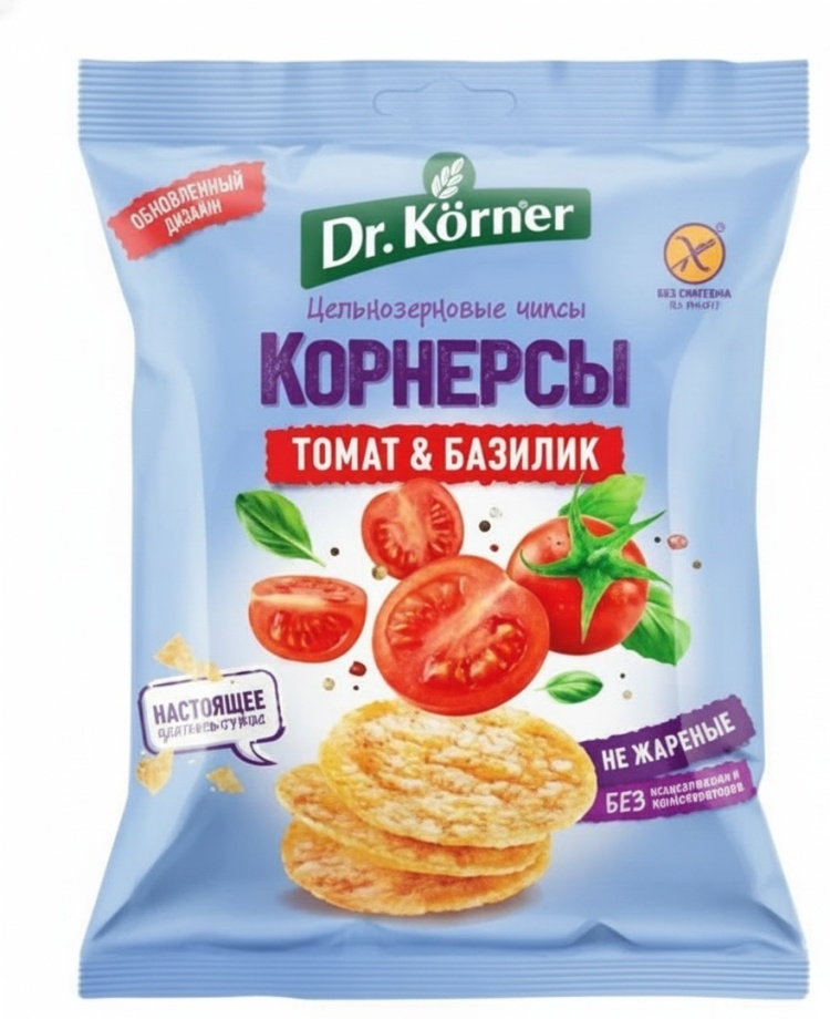 КОРНЕРСЫ КУКУРУЗНО-РИСОВЫЕ DR.KORNER ТОМАТ БАЗИЛИК 50Г