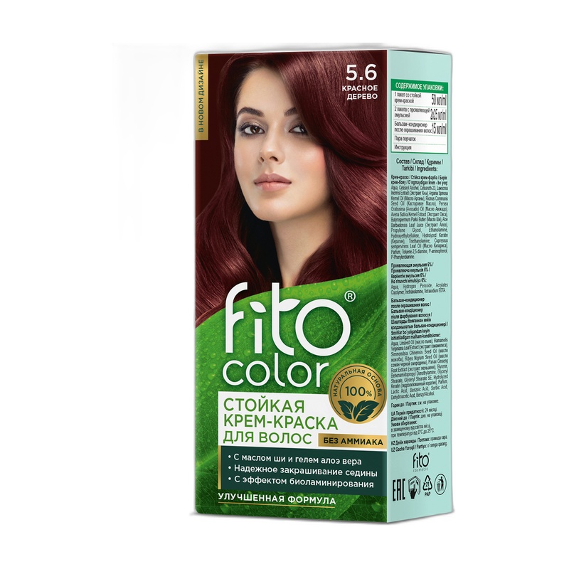 КРЕМ-КРАСКА ДЛЯ ВОЛОС FITOCOLOR СТОЙКАЯ 5.6 ТОН КРАСНОЕ ДЕРЕВО 115МЛ