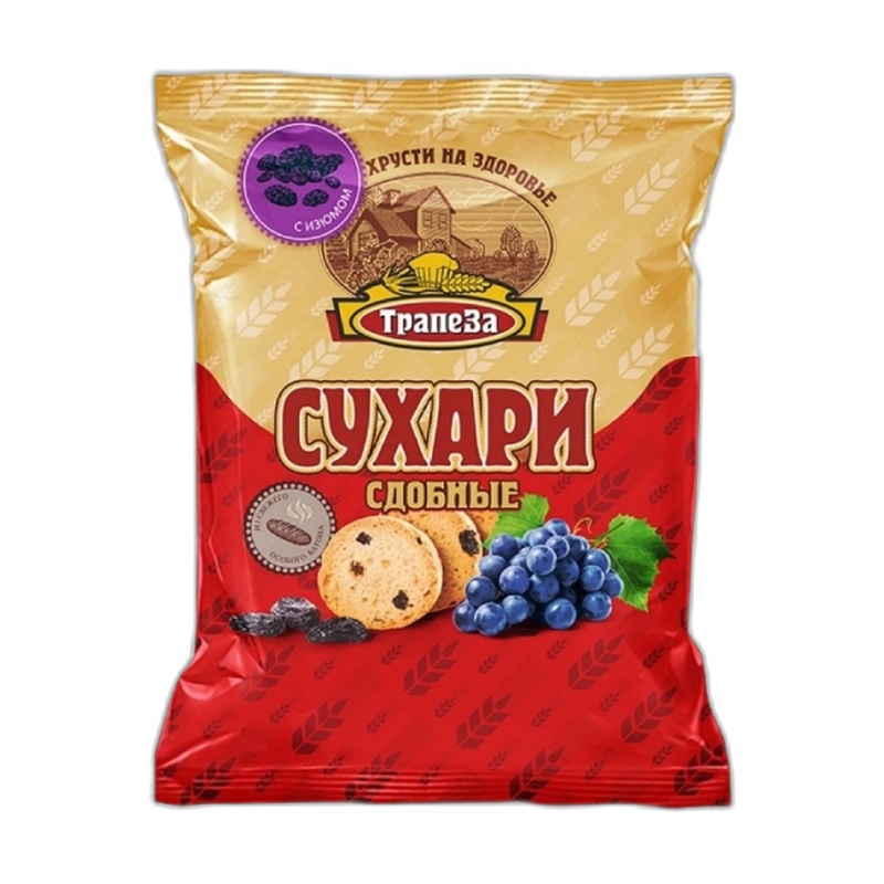 СУХАРИ ТРАПЕЗА СДОБНЫЕ С ИЗЮМОМ 200Г