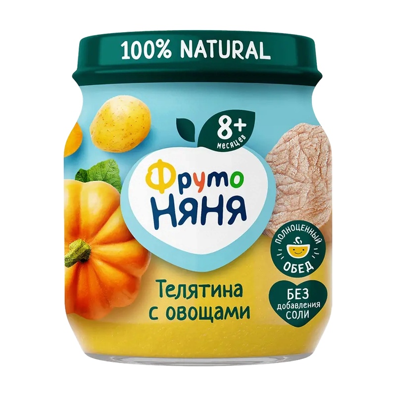 ПЮРЕ ФРУТО НЯНЯ ТЕЛЯТИНА ОВОЩИ 100Г СТ/Б