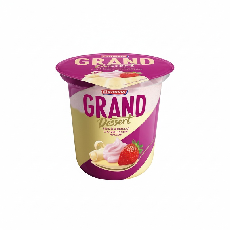 ПУДИНГ GRAND DESSERT БЕЛЫЙ ШОКОЛАД С КЛУБНИЧНЫМ МУССОМ 6% 200Г