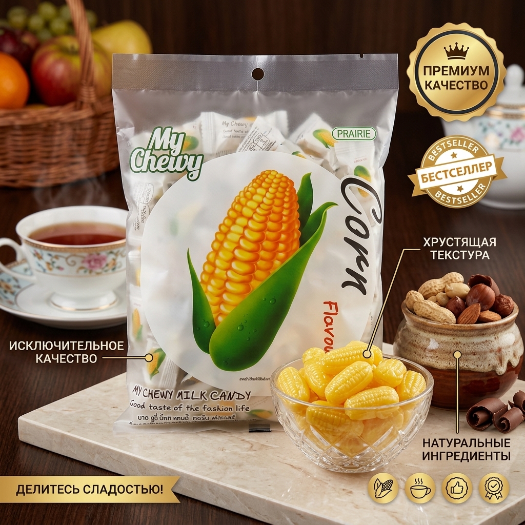 КОНФЕТЫ ЖЕВАТЕЛЬНЫЕ КУКУРУЗА ВЕС
