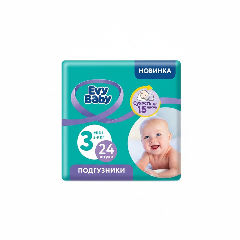 ПОДГУЗНИКИ EVY BABY MIDI '3 5-9КГ 24ШТ