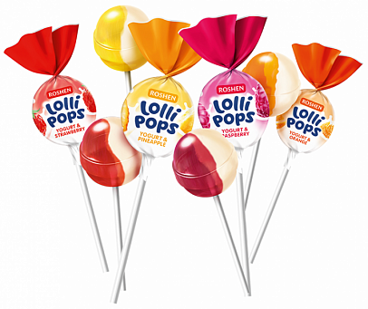 КАРАМЕЛЬ ROSHEN LOLIPOPS С ЙОГУРТОВЫМ ВКУСОМ ВЕС