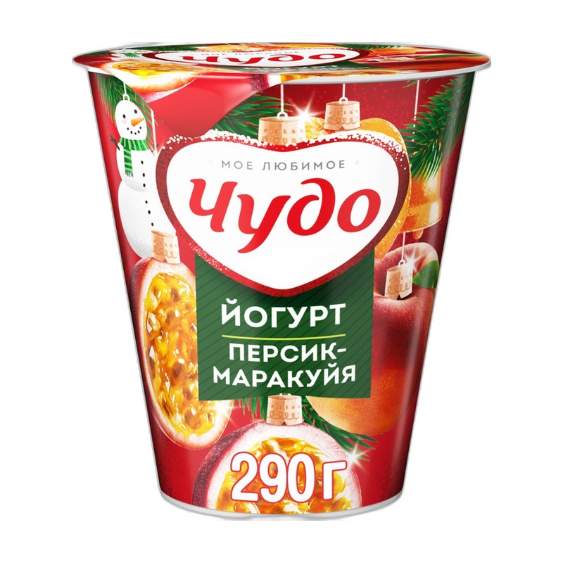ЙОГУРТ ВЯЗКИЙ ЧУДО ПЕРСИК МАРАКУЙЯ 2% 290Г