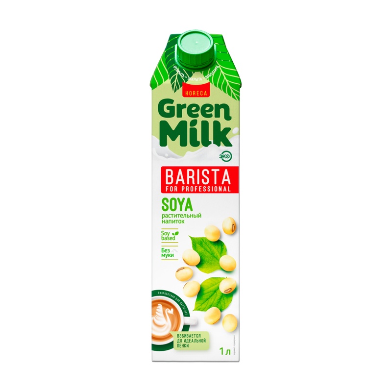 НАПИТОК СОЕВЫЙ GREEN MILK BARISTA ВАНИЛЬ 1Л Т/П