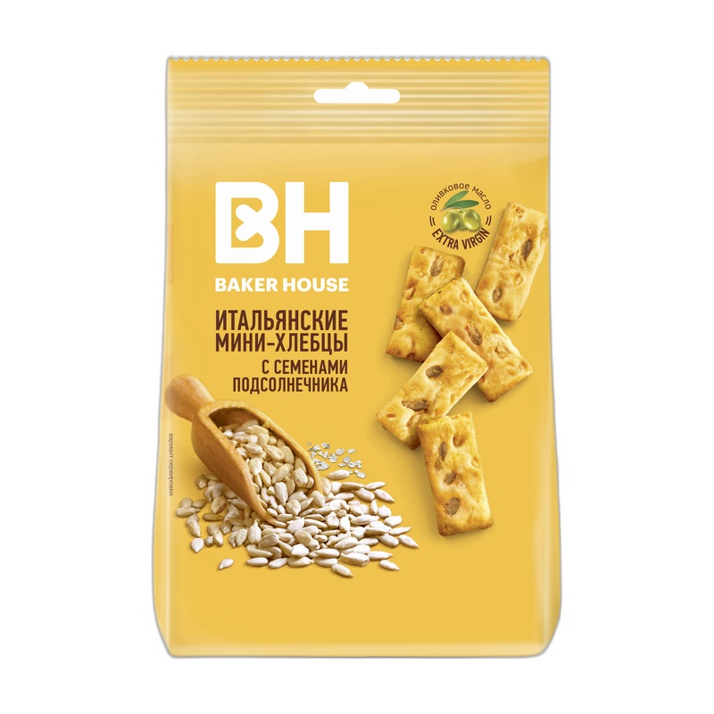 МИНИ-ХЛЕБЦЫ ИТАЛЬЯНСКИЕ BAKER HOUSE СЕМЕНА ПОДСОЛНЕЧНИКА 110Г
