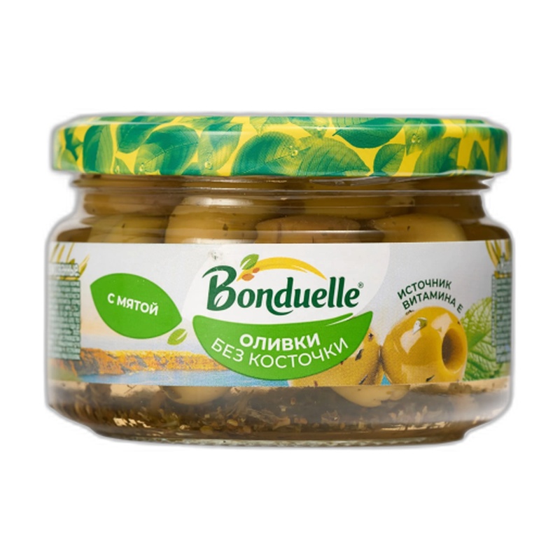ОЛИВКИ BONDUELLE БЕЗ КОСТОЧКИ С МЯТОЙ 250МЛ