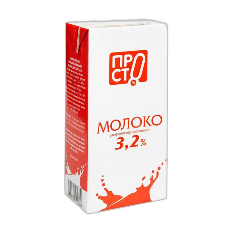 МОЛОКО ПРОСТО 3,2% У/П 1Л Т/Ф