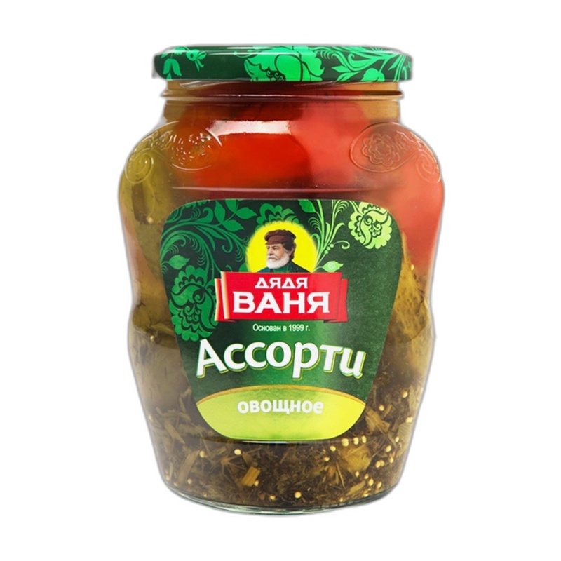АССОРТИ ОВОЩНОЕ ДЯДЯ ВАНЯ ТОМАТЫ ОГУРЦЫ 680Г