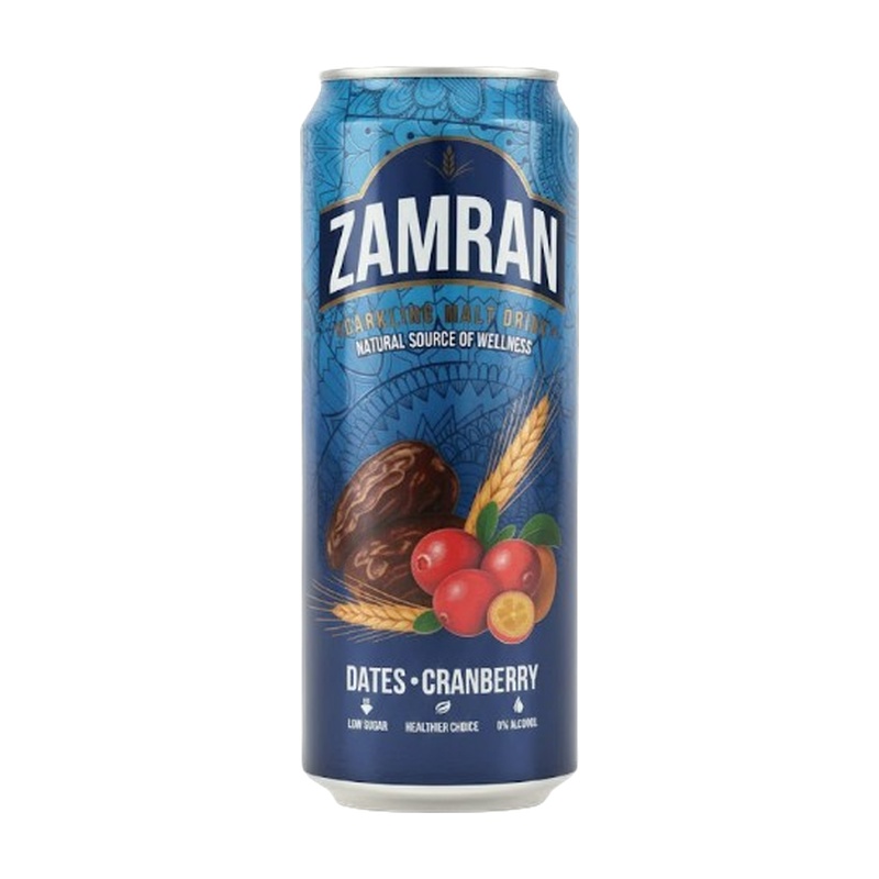 НАПИТОК СОЛОДОВЫЙ ГАЗИРОВАННЫЙ ZAMRAN ФИНИК КЛЮКВА 0,45Л Ж/Б