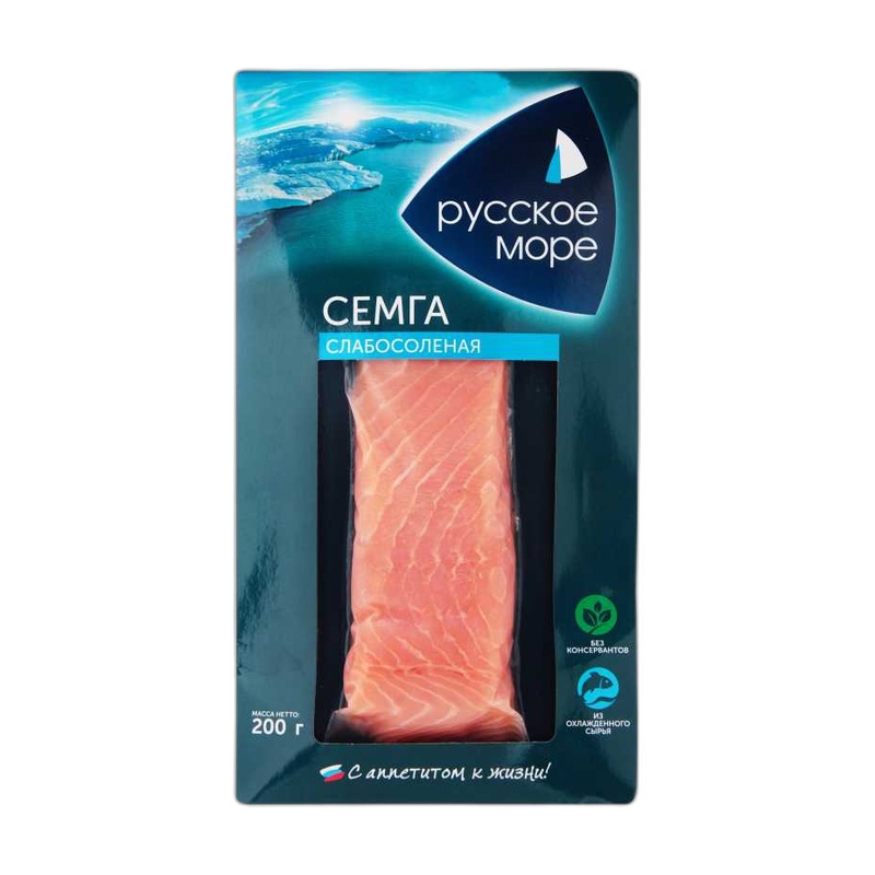 СЕМГА СЛАБОСОЛЕНАЯ РУССКОЕ МОРЕ КУСОК 200Г