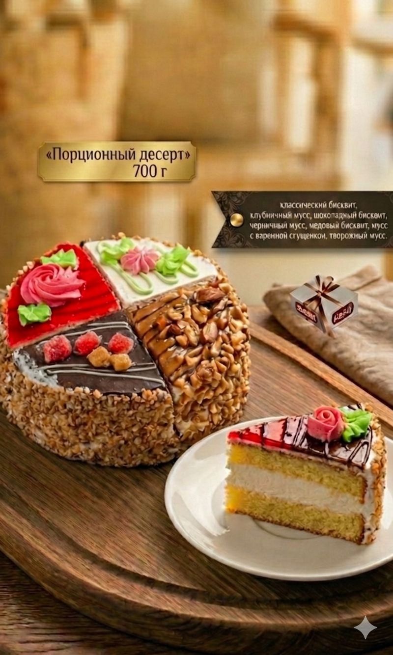 ТОРТ ФОРМУЛА ВКУСА ПОРЦИОННЫЙ ДЕСЕРТ 700Г ЗАМ