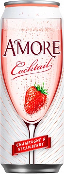 КОКТЕЙЛЬ AMORE ШАМПАНСКОЕ КЛУБНИКА 7,1% 0,45Л Ж/Б