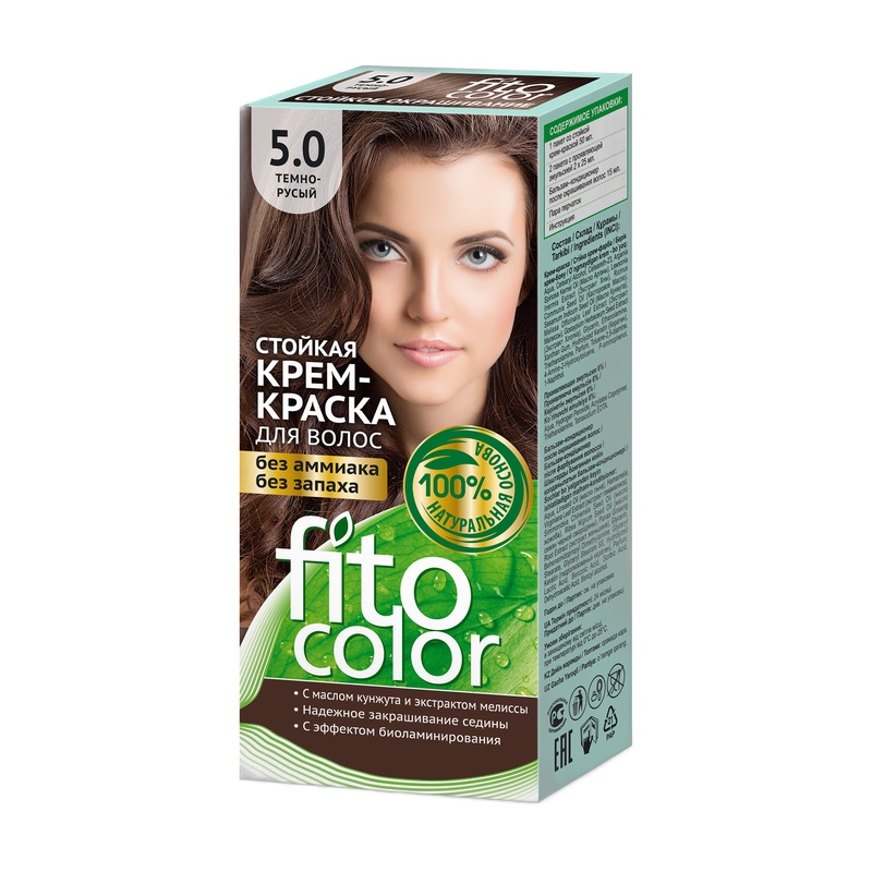КРЕМ-КРАСКА ДЛЯ ВОЛОС FITOCOLOR СТОЙКАЯ 5.0 ТОН ТЕМНО-РУСЫЙ 115МЛ