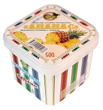 МОРОЖЕНОЕ DEP ПЛОМБИР С ДЖЕМОМ АНАНАС 500Г ПЭТ