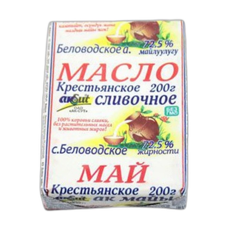 МАСЛО БЕЛОВОДСКОЕ СЛИВОЧНОЕ КРЕСТЬЯНСКОЕ 72% 200Г