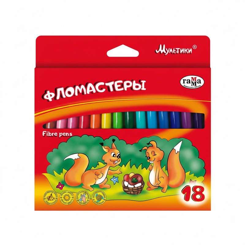 ФЛОМАСТЕРЫ ГАММА МУЛЬТИКИ 18ЦВ СМЫВАЕМЫЕ К/У